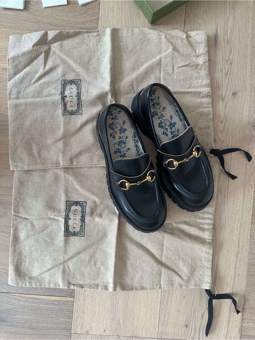 Gucci Black Leather Horsebit Loafers with Gold Hardware - Picture 8 of 11
